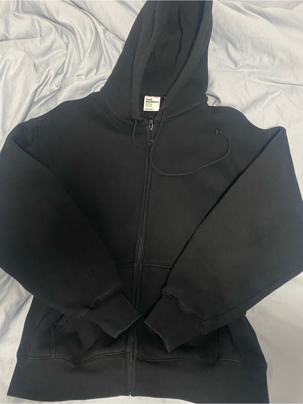 Aritzia TNA Bubble Fleece Boyfriend Black Zip Up